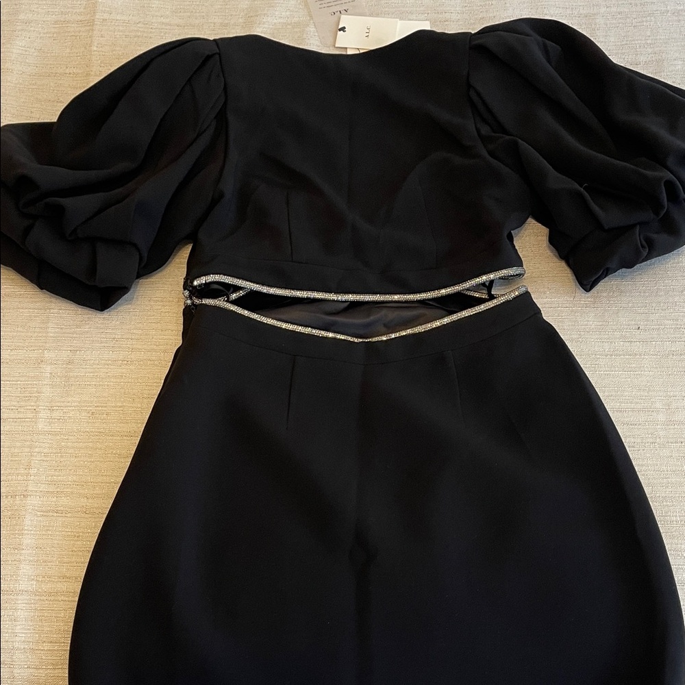 A.L.C. Black Dress with Puff Sleeves and Cutout - Picture 8 of 9